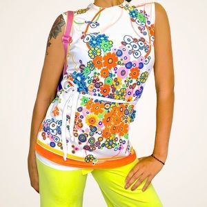 SOLD • 60s Mod Smock Blouse Retro Flower Power M